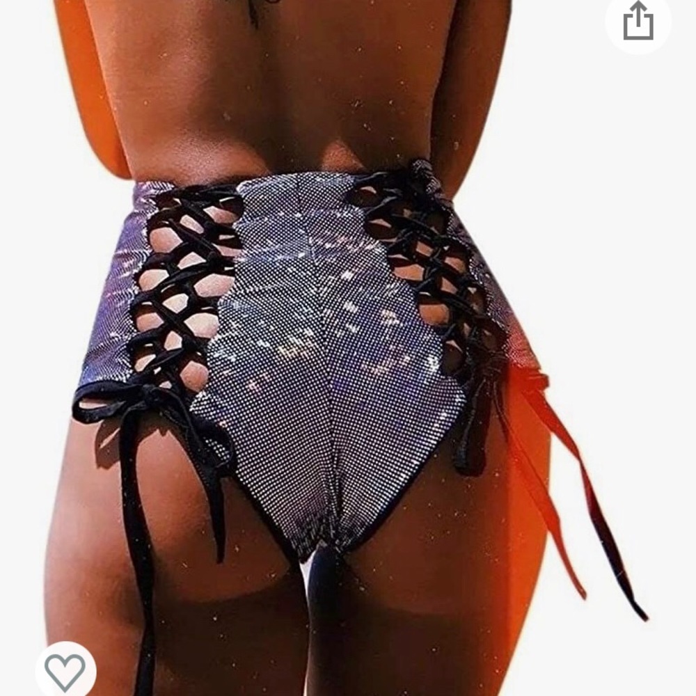 Silver lace up rave bottoms